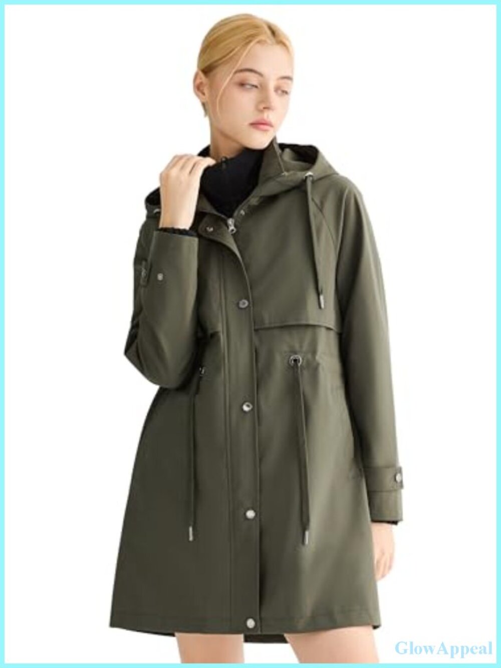 Orolay Waterproof Hooded Rain Jacket Long Trench Coat Windbreaker